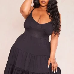 Plus Robe Droite En Jersey Noir à étages -Jolie Vêtue Soldes Magasin 2b0688f55f0cc88545d404b245d09b948734f049 cne4170 3