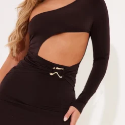 Robe Moulante Asymétrique Chocolat Découpée à Empiècements -Jolie Vêtue Soldes Magasin 2b129cb5adfb17eda28450c9c0ea85984f44c9c7 cnd2267 4