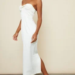Robe Longue Satinée Crème à Détail Bonnets Torsadés -Jolie Vêtue Soldes Magasin 2b28f898856d6a4a582d1c8ec9def74155f605bd cnc9984 3