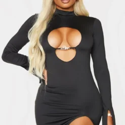 Shape Robe Moulante Découpée Fendue Noire à Col Montant Et Empiècements Shape -Jolie Vêtue Soldes Magasin 2b81acb7b277c8132b424225634f23fa517cb80c cmt4542 4
