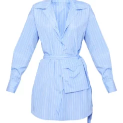 Robe Chemise Bleue Rayée Nouée à La Taille à Détail Poches -Jolie Vêtue Soldes Magasin 2bc2b9e60160b634bae82e6ae1ae8e0a30c8e4db cnd1235 5