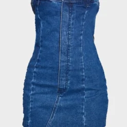 Petite Mini Robe Bustier En Jean Bleu Moyennement Délavé -Jolie Vêtue Soldes Magasin 2c3e58fb821de8b586ecaedcb01459e8b5c761fe cnb6689 5