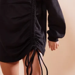 Robe Pull Oversize Noire En Sweat Froncé à Col Ras -Jolie Vêtue Soldes Magasin 2c451adcca42eb925ceb512f88e9f9e503b45f84 cnd1268 4