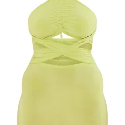 Robe Très Moulante Froncée Vert Citron à Dos Nu Et Lanières Croisées à La Taille -Jolie Vêtue Soldes Magasin 2c4e198e50ea71e9c2089669362ee72e10305484 cnd5834 5
