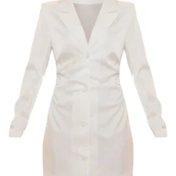 Robe Blazer Satinée Blanche Lacée Dans Le Dos -Jolie Vêtue Soldes Magasin 2c6e08bef3a5d05146193ef35fcda3bd354e6277 cnd2335 5
