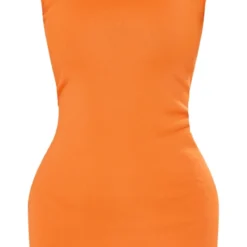 PRETTYLITTLETHING Robe Moulante Côtelée Orange à Empiècement -Jolie Vêtue Soldes Magasin 2ca37916510821c84cfa7525aa019be42c7ef4a8 cne3787 5