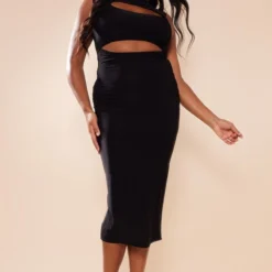 Plus Robe Mi-longue Moulante Noire Découpée -Jolie Vêtue Soldes Magasin 2ca8584bb39084c4fa4de74de7a5d7f1e5859b3c cnd5061 3