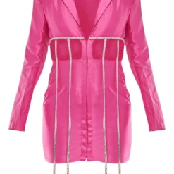 Robe Blazer Drapée Rose à Bordure Strassée Et Découpes -Jolie Vêtue Soldes Magasin 2cf56d9f04e6bf7da94a2429460a8f3a6a48398a CNB0713 5