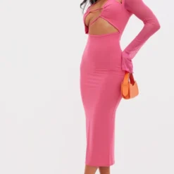 Robe Mi-longue Rose Moulante Découpée à Manches En Mesh -Jolie Vêtue Soldes Magasin 2d0e7479b46d83c9241413d5617a8424d8085303 cna1155 3