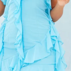 Petite Robe Courte Bleu Turquoise Volantée à Dos Nu -Jolie Vêtue Soldes Magasin 2d27d21ab7a506956bd6676ad034230345135f65 cne7332 5