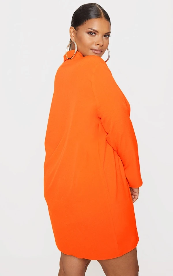 Plus Robe Blazer Orange Oversize à Double Boutonnière 4 Plus Robe Blazer Orange Oversize à Double Boutonnière – Image 2
