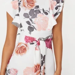 Robe Mi-longue Blanche à Imprimé Floral Et Volants -Jolie Vêtue Soldes Magasin 2de2907d98d4b6274ba2e91167c8d1cb5c2018a5 CLW2373 5