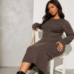 Renew Plus Robe Mi-longue Chocolat à Coutures Apparentes -Jolie Vêtue Soldes Magasin 2e73b6f2be1ebfb9d7ccc70147bc305a1d3f290f cmt0101 4