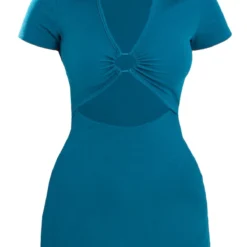 Robe Moulante Bleu Ardoise à Manches Courtes Et Buste élastique -Jolie Vêtue Soldes Magasin 2f0a515a9e0d094687d87af41b3da4f01441e088 cnd4076 5