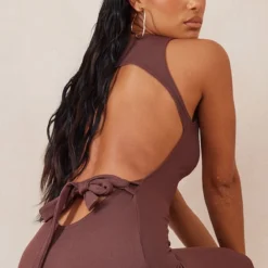 Robe Longue Chocolat Côtelée à Dos Ouvert Et Lien Taille -Jolie Vêtue Soldes Magasin 2f6f150e717fca46dea1cacb52d3d3e045b7840b cmy6155 5
