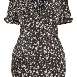 Plus Robe Rétro Noire à Imprimé Petites Fleurs Et Manches Bouffantes -Jolie Vêtue Soldes Magasin 2f751fad35e3eb3fb08a358edcb16b62723f0f99 cnd5039 5