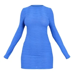 Robe Moulante Texturée Bleu Cobalt à Manches Longues Et Col Ras -Jolie Vêtue Soldes Magasin 2fa9cdb4e78332df95ef0a75e9d3def8744c0a11 cna6805 5