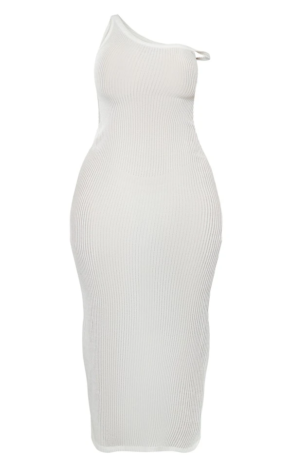 Shape Robe Longue Asymétrique Blanche Transparente Côtelée Douce 7 Shape Robe Longue Asymétrique Blanche Transparente Côtelée Douce – Image 5