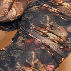 Shape Robe Moulante Marron En Mesh Imprimé Renaissance à Col Haut -Jolie Vêtue Soldes Magasin 2ffc2298c5d14d18fbd0c71b52d38257287a3fed cmk4674 5