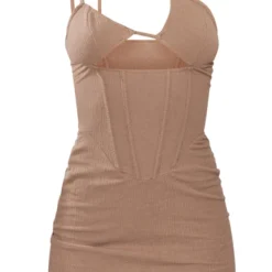 Robe Moulante En Jersey Texturé Taupe à Corset Et Bretelles -Jolie Vêtue Soldes Magasin 3043bb745f1ff7289ba385caac649368e0ee5653 cnd8902 5