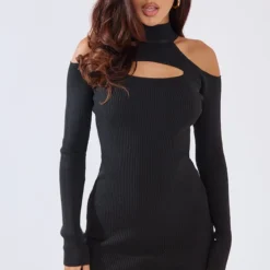 Mini Robe Noire En Maille Tricot Côtelée à épaules Découpées -Jolie Vêtue Soldes Magasin 309f0ca7fc06da131ebcaac33c6f992eb3e9b491 cna6614 6