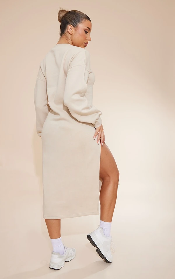 Robe Sweat Longue Avoine à Col Montant Et Doublure En Polaire 4 Robe Sweat Longue Avoine à Col Montant Et Doublure En Polaire – Image 2