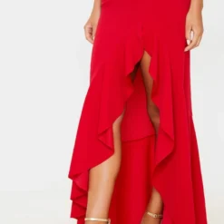 Robe Longue Asymétrique Fendue Rouge -Jolie Vêtue Soldes Magasin 31034c3777668b0b06ae7eca17b167ef6045a1bf cmf6576 5