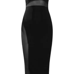 Robe Mi-longue Moulante Noire à Parties En Mesh Et Col Nageur -Jolie Vêtue Soldes Magasin 310eccb5feff682d1fe0482963e63f4310ba8b68 cnb2747 5