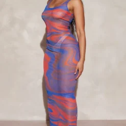 Shape Robe Longue En Mesh Orange à Imprimé Marbré -Jolie Vêtue Soldes Magasin 3110cdce885b9eaab0843db390e68b9d9a34a814 cnd5199 3