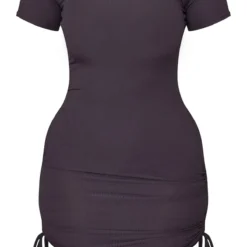 Logic Shape Robe Moulante Côtelée Gris Anthracite à Côtés Froncés Et Manches Courtes -Jolie Vêtue Soldes Magasin 3159de9f9f0cbd522c42726de2d53988e2e7e4e9 cnd0633 5