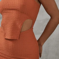 Robe Bustier Texturée Rouille à Ourlet Tombant -Jolie Vêtue Soldes Magasin 315c58e2470430cddda9f575c13f1efe43e5f211 cnc5787 4