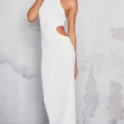 Robe Longue Blanche Côtelée Texturée à Dos Nu Et Découpes -Jolie Vêtue Soldes Magasin 31d8f213f34880ac5ee92fb085f137f0f76a9c74 cne2872 3