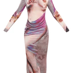 Robe Longue Multicolore à Imprimé Corps Abstrait Et Manches Longues -Jolie Vêtue Soldes Magasin 31ecaa220441c4bac7fbbcfd82fddb380608fb75 cne3810 5