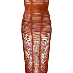 Robe De Plage Longue En Maille Tricot Marron Clair à Franges -Jolie Vêtue Soldes Magasin 3229623e626270939db2257922c4a35e61269d71 cmw2096 6