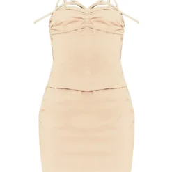 Tall Mini-robe Effet Lin Taupe Style Corset -Jolie Vêtue Soldes Magasin 32390083a8cb456f29714aadd53321fa2bc0d260 CND6792 6