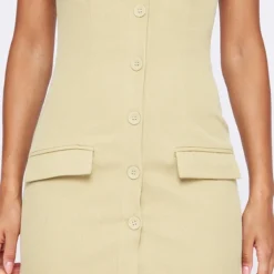 Robe Bustier Moulante Vert Sauge Kaki à Boutons Et Poches -Jolie Vêtue Soldes Magasin 32397b8feafd61f054f7e36ee37b651e83ad8650 cnd8892 4