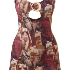 Robe Moulante Imprimé Renaissance Multicolore à Détail Ourlet -Jolie Vêtue Soldes Magasin 32a40abfccbcb1266b31bb751d2c2e1dd42b84fa cnd2285 5