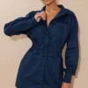Robe Chemise En Maille Sergée Bleu Marine à Poches Frontales Et Taille élastique -Jolie Vêtue Soldes Magasin 32e5834848a863fe180ff683e9daca986937ee07 cna3023 1