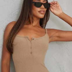 Robe Mi-longue Taupe Côtelée Brossée à Boutons Devant Et Bretelles -Jolie Vêtue Soldes Magasin 343d00a48a12f8d9aaa13880b926e098e20e399b cnb7271 4
