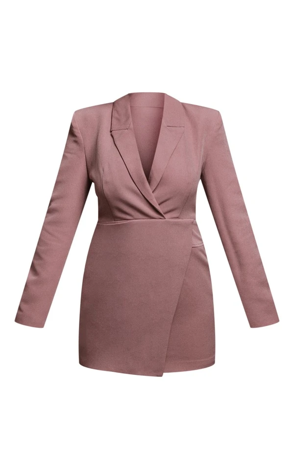 Label PLT Robe Blazer Tissée Mauve à Jupe Portefeuille 7 Label PLT Robe Blazer Tissée Mauve à Jupe Portefeuille – Image 5