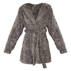 PRETTYLITTLETHING Robe De Chambre Gris Anthracite Duveteuse à Capuche -Jolie Vêtue Soldes Magasin 3484e2d5af819e992f961b6fedec0fff183513e2 clz4463 5