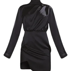 Robe Moulante Satinée Noire à épaulettes Et Manches Longues -Jolie Vêtue Soldes Magasin 34c207b8fad77bd0a6407377a10c0244cacb1e51 cnc5936 5