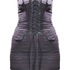 Robe Moulante Style Cargo Gris Anthracite à Lacets Et Détail Boucles -Jolie Vêtue Soldes Magasin 354ae96afc66fb47a6af2735b8514689e956afbc cnc7678 5