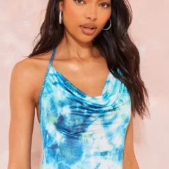 Tall Robe Longue Bleue Imprimé Aquarelle à Col Bénitier -Jolie Vêtue Soldes Magasin 3567c7c0fafcc9c7910556071fbd6cd55a08dfa0 cnf1329 4