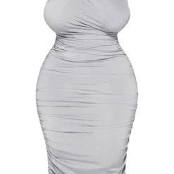 Plus Robe Moulante Longue Grise Froncée à épaule Unique -Jolie Vêtue Soldes Magasin 360224359ade2e488dcfced1e989ab518b0ebb3b cnc9741 5