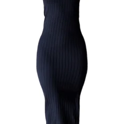 Robe Longue En Maille Côtelée Structurée Noire à Contours Et Dos Nu Arrondi -Jolie Vêtue Soldes Magasin 36298e2472071b937b002baf276c250b501d015a cnd8848 5