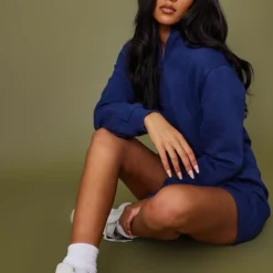 Tall Robe En Sweat Bleu Marine à Zip