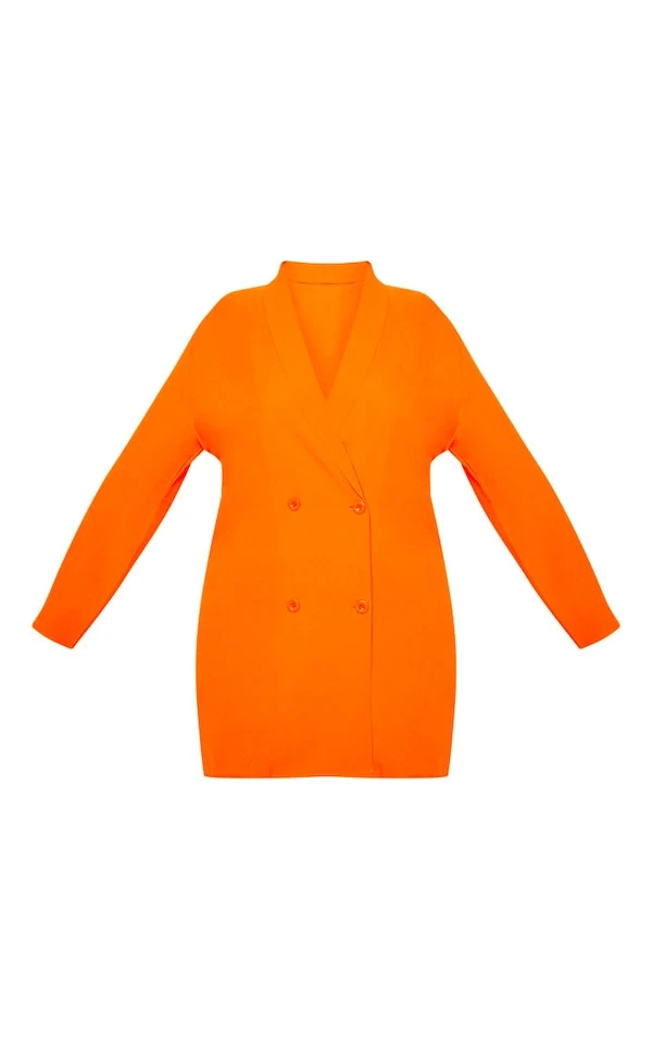Plus Robe Blazer Orange Oversize à Double Boutonnière 5 Plus Robe Blazer Orange Oversize à Double Boutonnière – Image 3