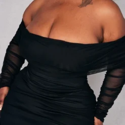 Plus Robe Mi-longue En Mesh Noir à Col Bardot Et Manches Longues 10 Plus Robe Mi-longue En Mesh Noir à Col Bardot Et Manches Longues -Jolie Vêtue Soldes Magasin 36cc69699df3893b61dd7c91f349d657e60ab542 cnd2493 4