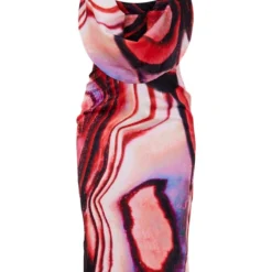 Robe Longue Satinée Rose Imprimé Abstrait à Col Bénitier Et Dos Nu Détail Lanière -Jolie Vêtue Soldes Magasin 370c988a5dca9d29673ca77bb2ac233b6d2c7876 cnd2213 5